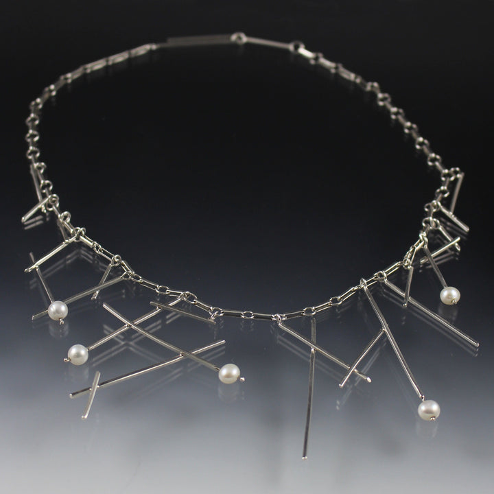Full view of Sticks and Pearls necklace.