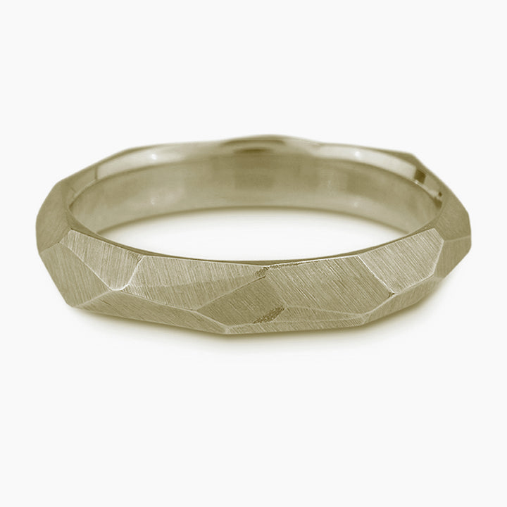 Full image of white gold Men's Facet Ring.