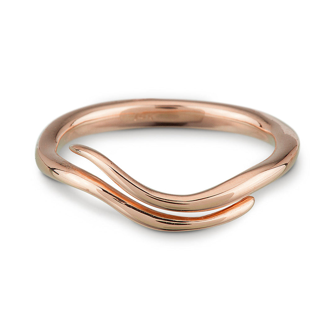 A simple and elegant 14k rose gold ring that ripples like a wave