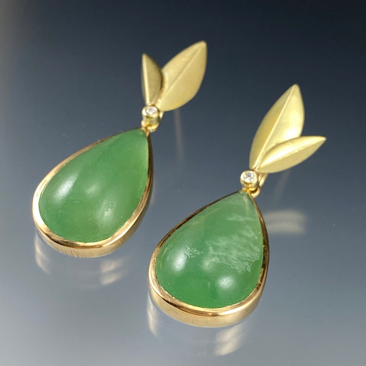 Angled view of Chrysoprase - Convertible Bloom Earrings.
