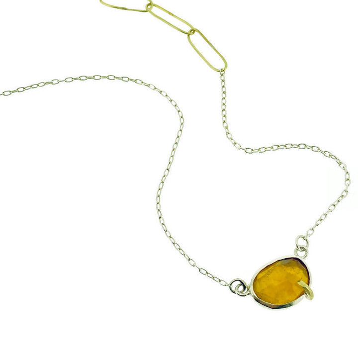 Full view of Pebble - Citrine Rose Cut Necklace.