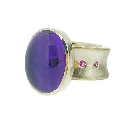Amethyst and Pink Sapphire Valley Ring