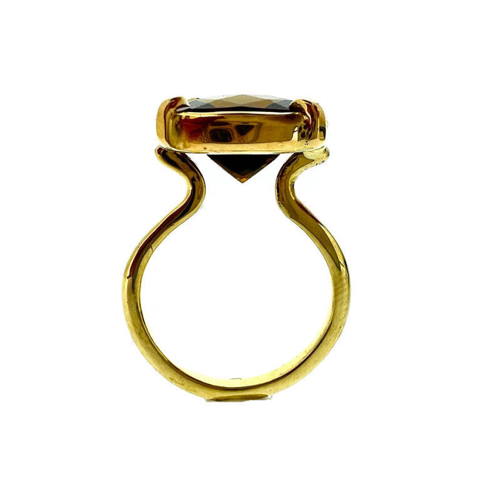 Smoky Quartz & Yellow Gold - Collet Ring